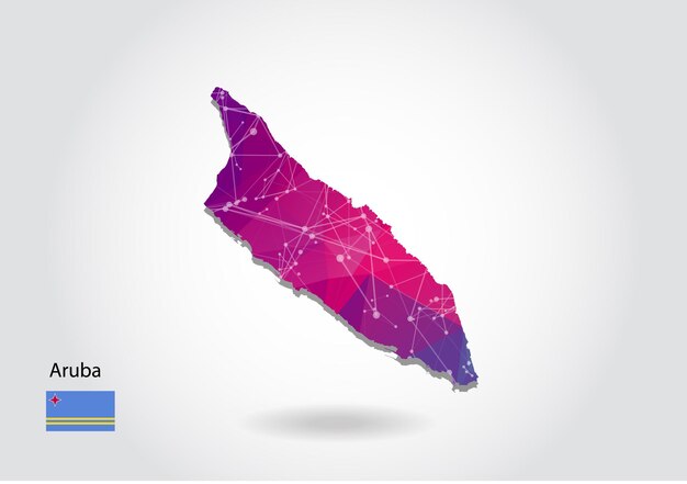vector polygonal aruba map. low poly design. map made of triangles on white background. geometric rumpled triangular low poly style gradient graphic, line dots, ui design.
