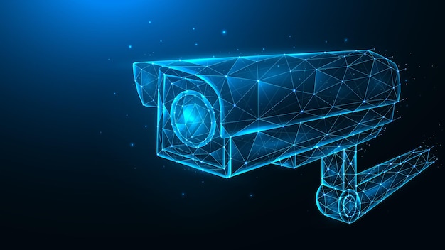 Vector vector polygonal illustration of cctv camera, security camera, video surveillance system.