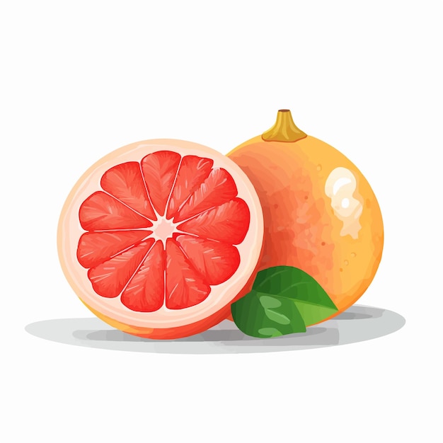 Vector pompelmoes illustratie met gesneden fruit