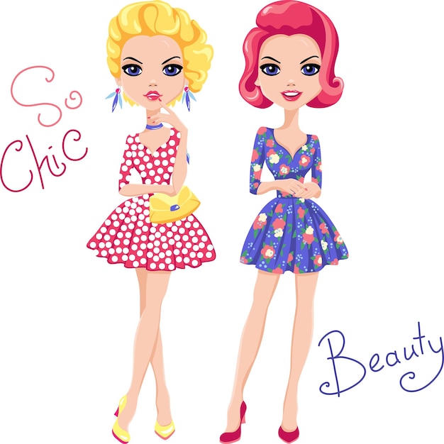 Vector vector pop art cute fashion girls