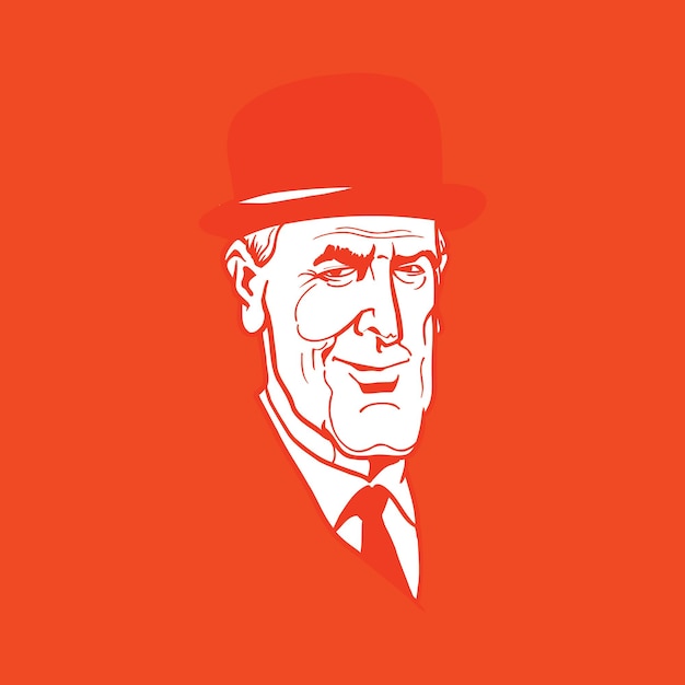 Vector pop art illustration of a red mann