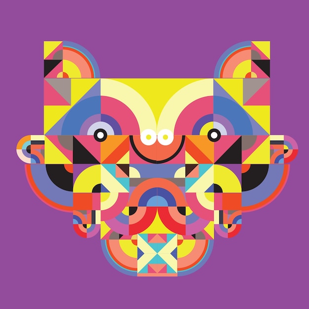 vector popart flat veelhoekige afbeelding hoofd van de tijger