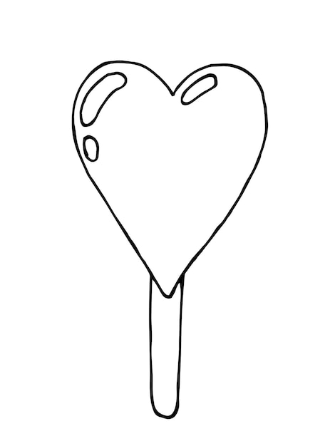 Векторное эскимо в форме сердца эскимосское мороженое с иллюстрацией в стиле каракули сердца