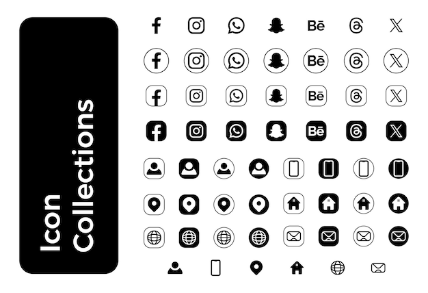 Vector vector popular social media logo collection