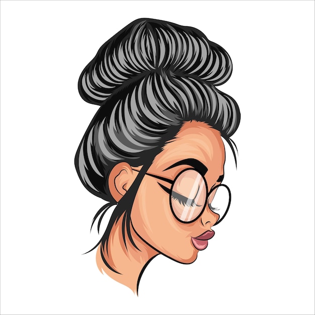 Vector vector portrait of a beautiful girl with glasses