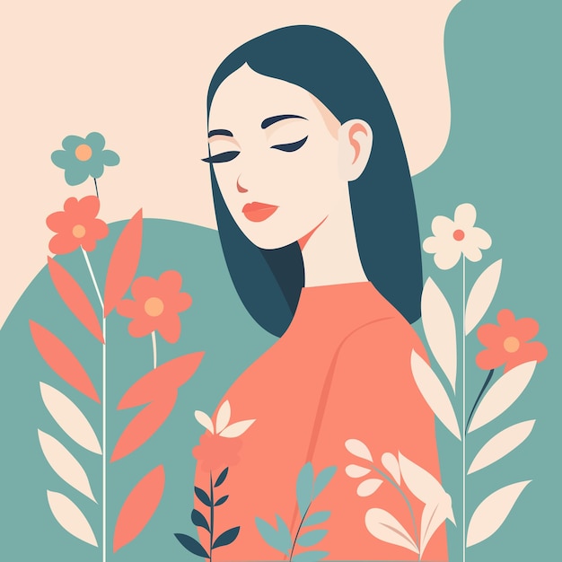 Vector portrait of a beautiful young woman