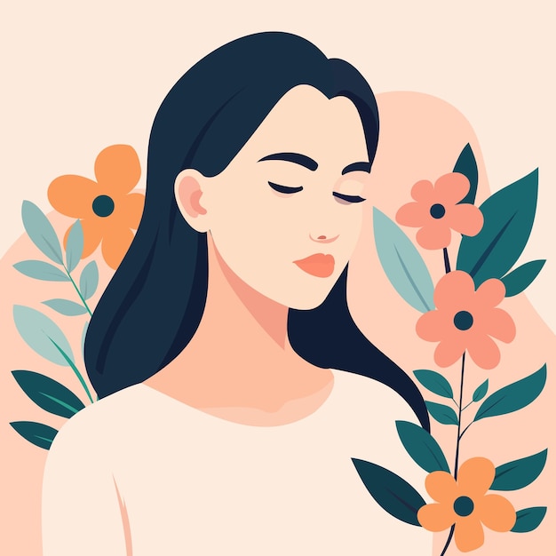 Vector portrait of a beautiful young woman