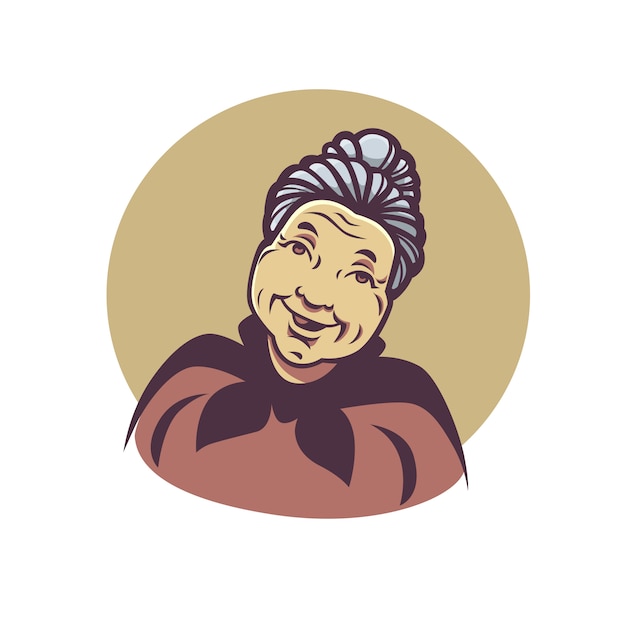 Vector portrait of lovely grandmother