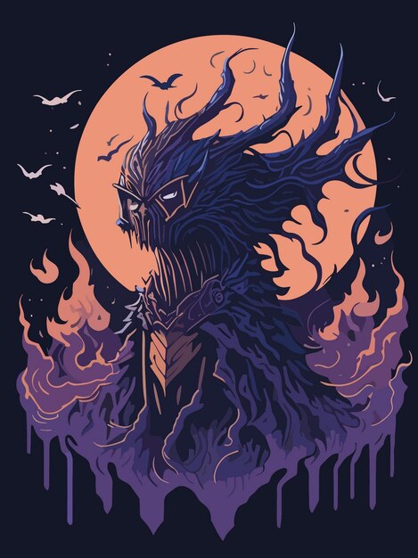 a vector portrait a scary ghost art illustration design artwork