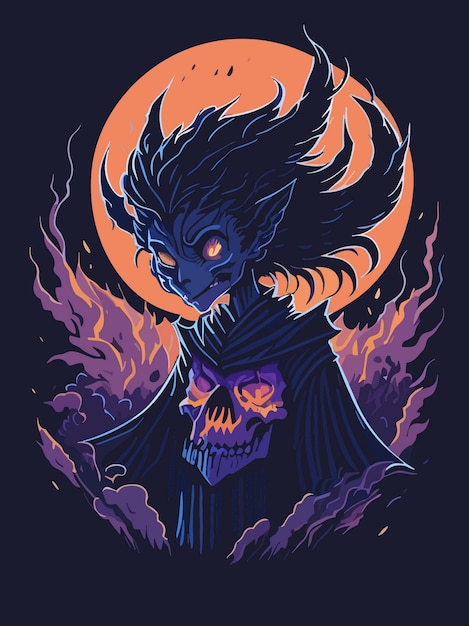 a vector portrait a scary ghost art illustration design artwork