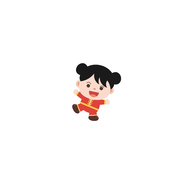 Vector pose of little boy celebrating chinese new year oriental