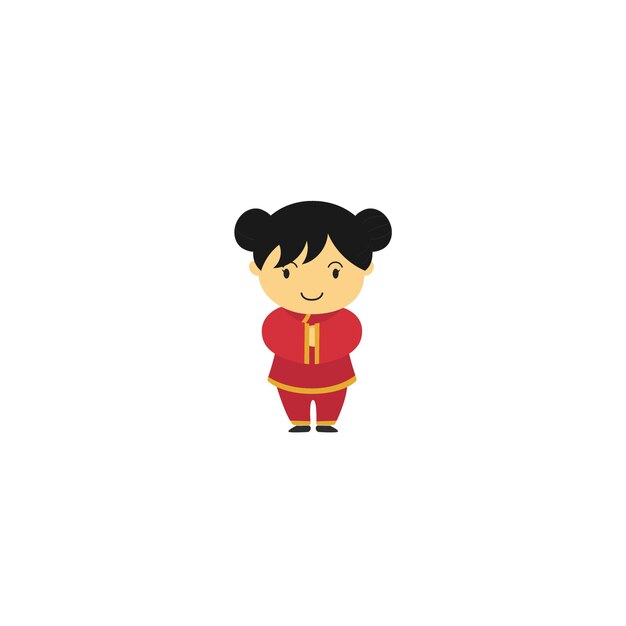 Vector pose of little boy celebrating Chinese New Year people