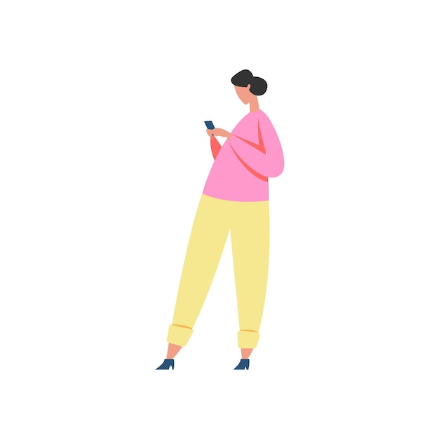 Vector vector pose of people in pink clothes working woman