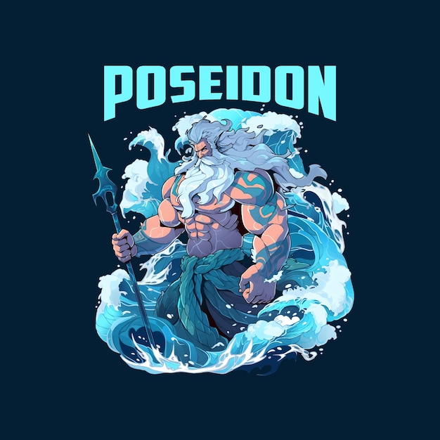 Vector poseidon goddess illustration design artwork can use for tshirt