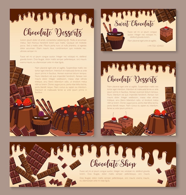 Vector vector poster for chocolate desserts bakery