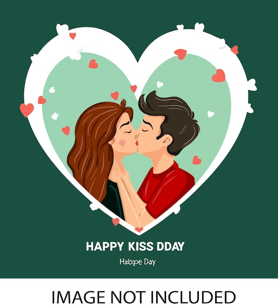 Vettore poster vettoriale della coppia di happy kiss day