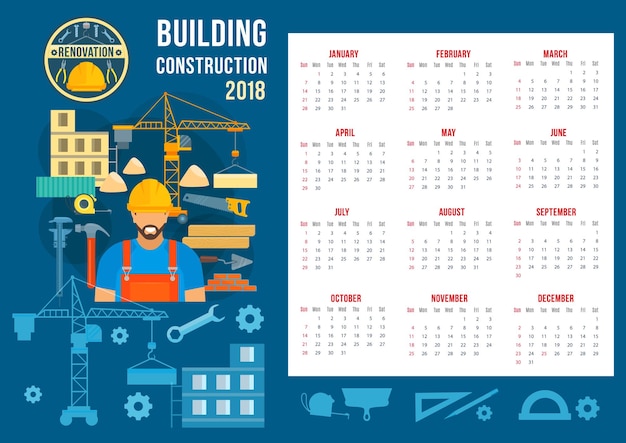 Vector poster for home building construction