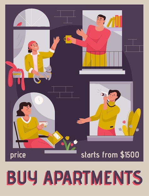 Векторный плакат концепции покупки квартир