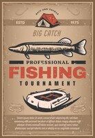 Vector poster for professional fishing tournament