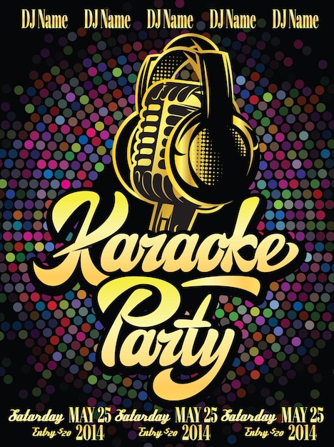 Vector poster sjabloon met kalligrafie belettering karaoke party