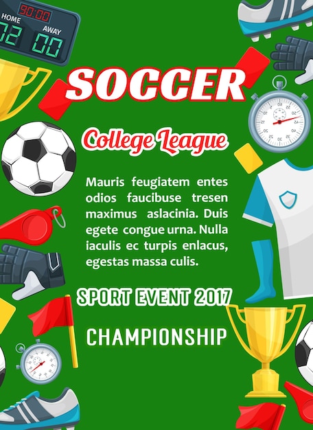 Vector vector poster for soccer college league cup game