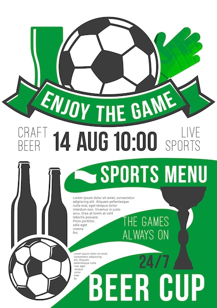 Vettore poster vettoriale calcio sport bar calcio birra pub