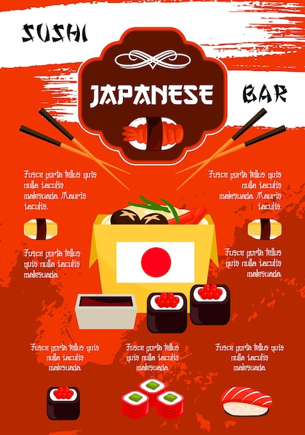 Poster vettoriale per sushi bar o ristorante giapponese