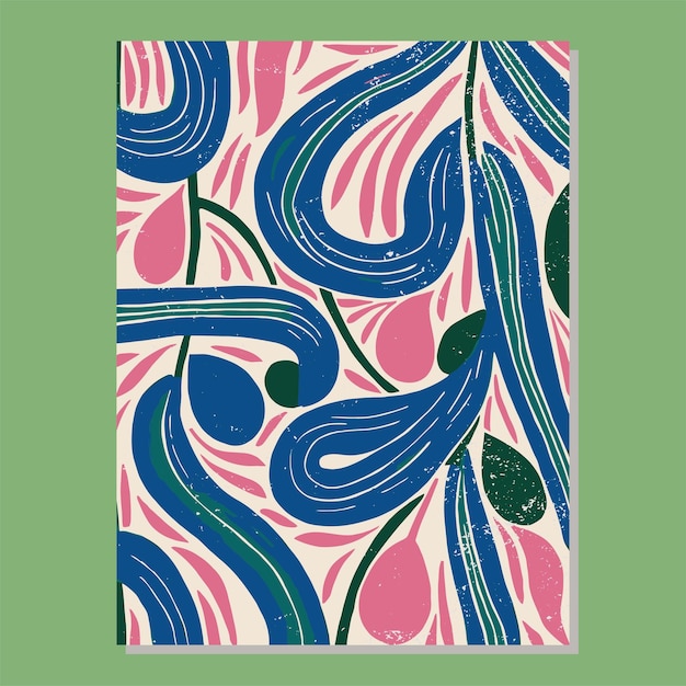 vector poster template eps mid century modern pattern linocut printable art print shapes