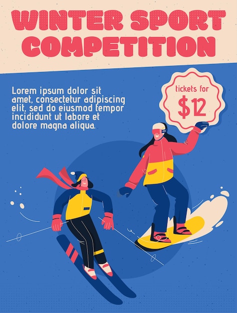 Vector vector poster van winter sport competition concept