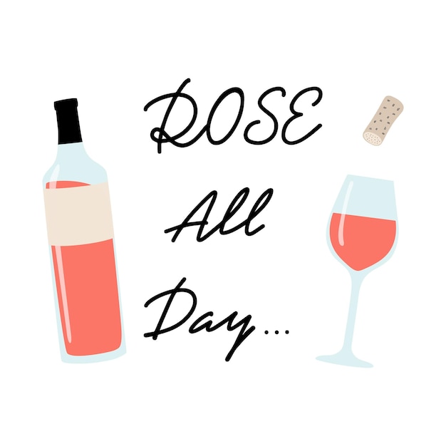 Vector vector poster with rose wine