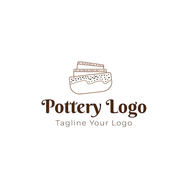 Vector Pottery Logo Modern Line Art Style