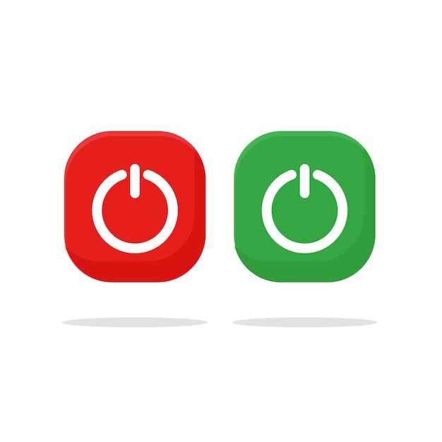 Vector power icon with turn on and off button and shut down switch icons in round circle buttons