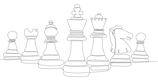 vector premium chess continuous line