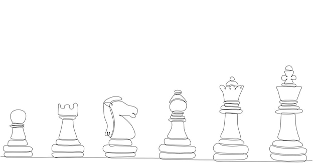 vector premium chess continuous line