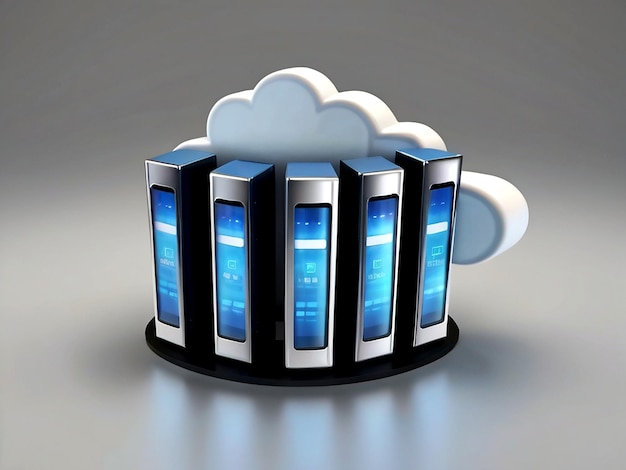 Vettore iconica di archiviazione di database di server cloud vettoriale premium rendering 3d su sfondo isolato isolato