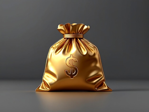 ベクトル ベクトル ゴールド コイン バッグ アイコン 3d レンダリング