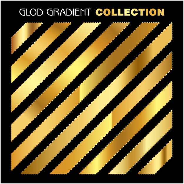 Vector premium golden gradients swatches set