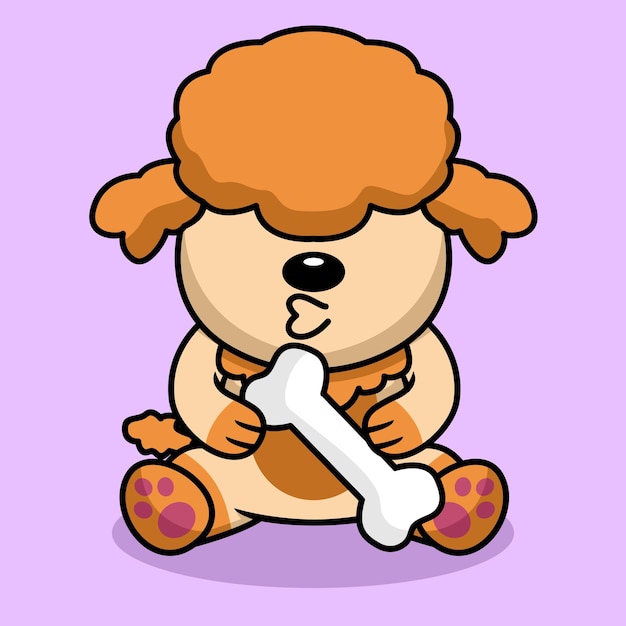 Vector premium illustration of cute dog carrying a bone