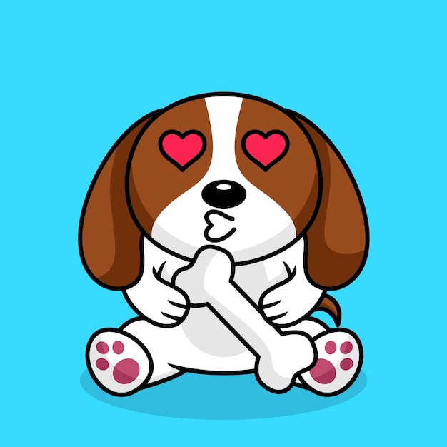 Vector vector premium illustration of cute dog carrying a bone