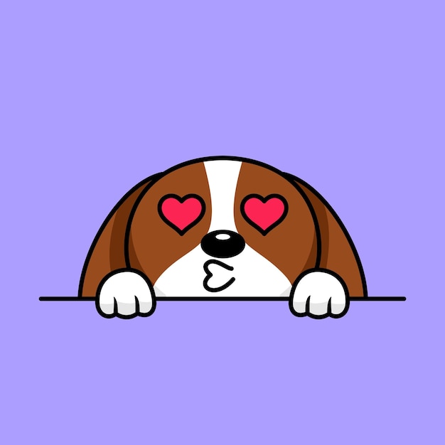 Vector premium illustration of cute dog peeking