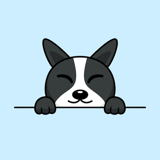 Vector premium illustration of cute dog peeking