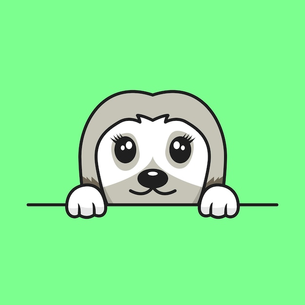 Vector premium illustration of cute dog peeking