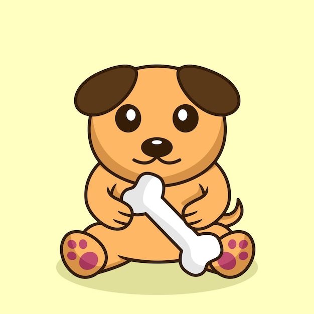 骨を運ぶかわいい犬のベクトル プレミアム イラスト