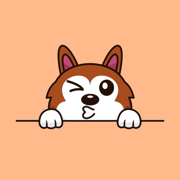 ベクトル かわいい犬のピークのベクトル プレミアム イラスト