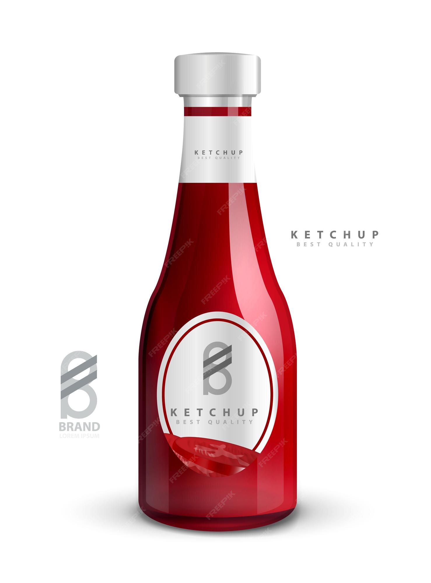 Realistic Glass Ketchup Bottle Mockup for Graphic Designers