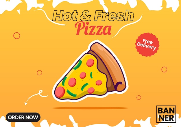 Vector premium pizza promotion banner template and social media