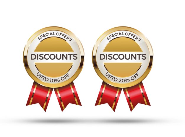 Vettore offerta speciale vector premium sconto distintivo d'oro e design dell'etichetta