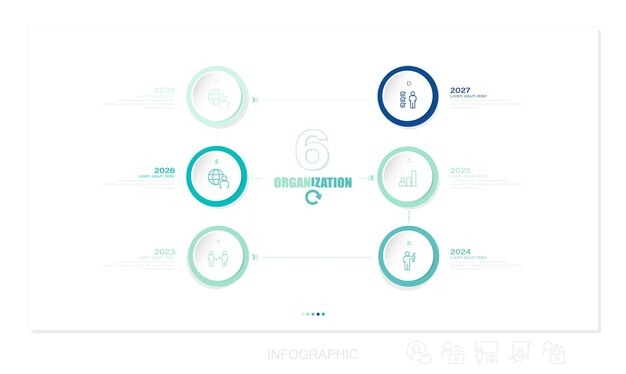 Vector presentation business infographic design elegant professional template with 6 steps