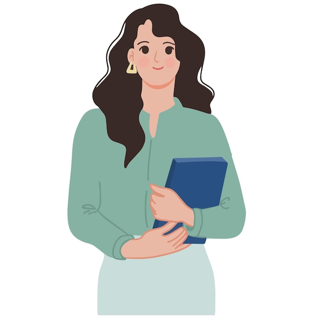 Vector vector pretty young woman carrying a book cartoon illustration