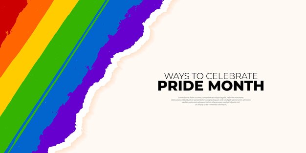 Vector pride month horizontal banner template with paper cut style new design